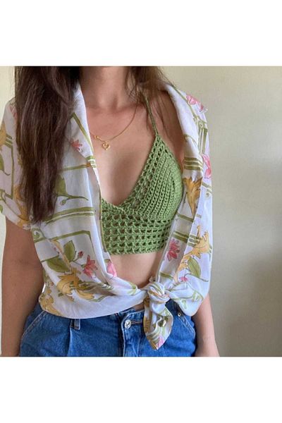Yosun İşletme Crop Top din tricot verde - Bustieră cu brațe