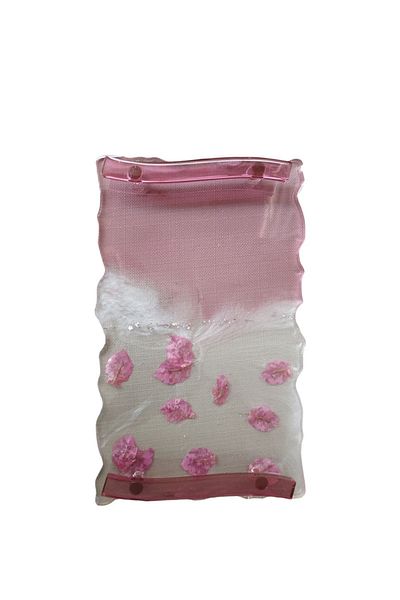Home Lilac Bougainvillea Flower Patterned Epoxy Tray - Vivid Stylish Presentation, Handmade, Promise Engagement Tray