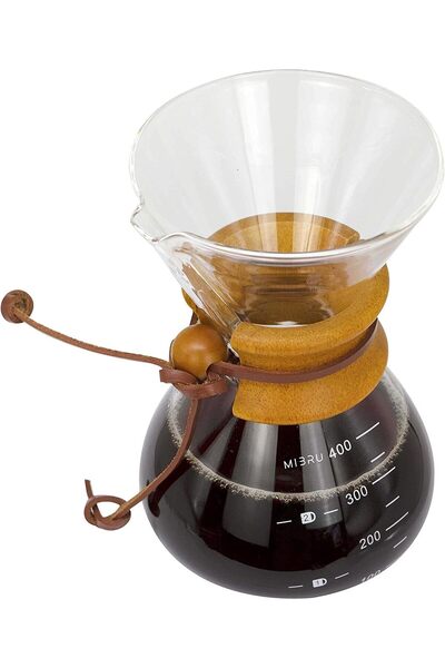 MIBRU Coffee drip pot wooden neck 400ml with ss filter