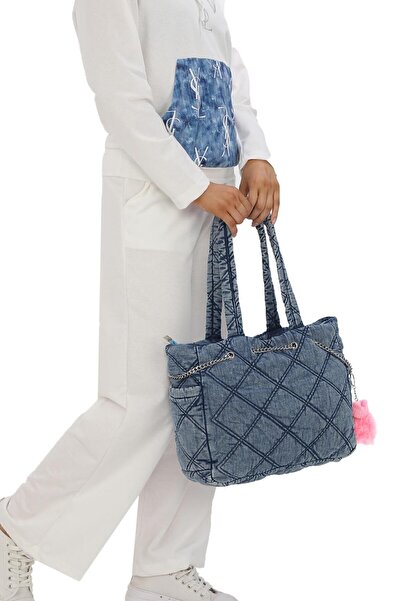 denimandfaces KAPİTONE DENİM OMUZ ÇANTASI