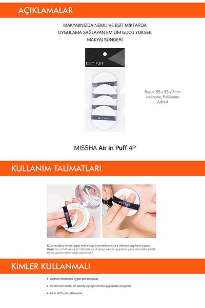 Missha Absorption Power High Makeup Sponge Air in Puff with Moist and Equal Quantity Application (4Pcs)