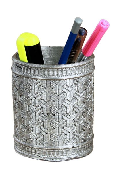 Evene Silver Antique Colored Pen Holder Organizer - Desk Pen Holder Model 4