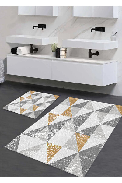 halıpera Set de covorașe de baie din 2 piese, lavabil, anti-alunecare, din bu...