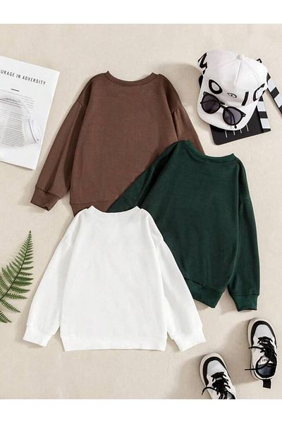 MORNİNG KİDS California-manhattan-challenge Printed 3-piece Sweatshirt Pack for Boys and Girls