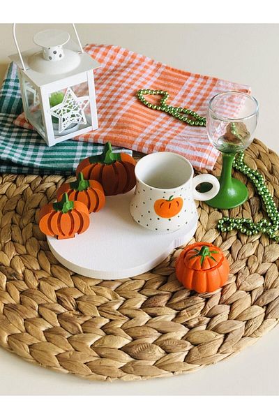 Den Tasarım Hediyelik Den Design Pumpkin Coffee Cup and Presentation Set