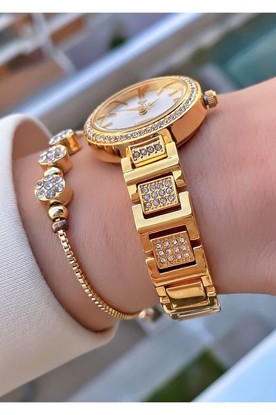 Fiesta Gold Yellow Steel Cord Small Case Women's Wristwatch - Bracelet