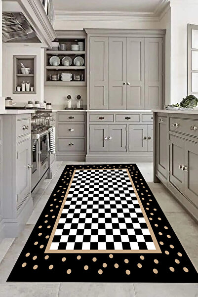 halıpera Yıkanabilir Kaymaz Halı   Dama Desen Halı  Salon Halısı Mutfak Halıs...