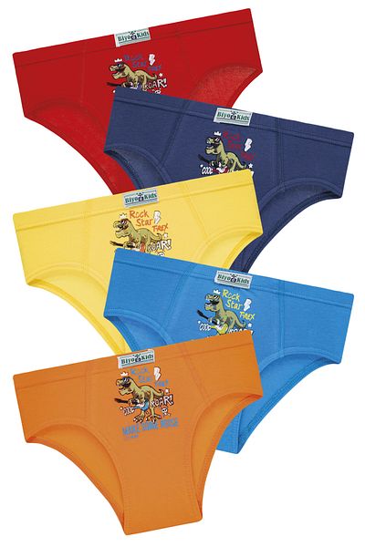 biyokids Pachet de 5 chiloți colorați pentru băieți - Rockstar Dino -