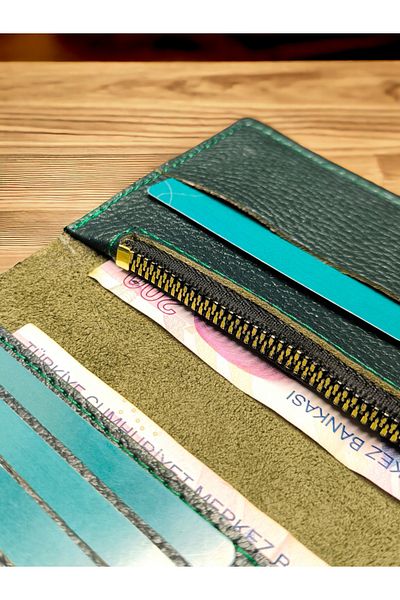 CRASSULA PREMIUM LEATHER محفظة حقيبة يد بسحاب مصنوعة يدويًا من الجلد الطبيعي