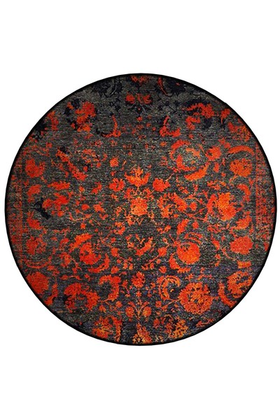 Rugs Modern Halı Mira Yuvarlak Antrasit Turuncu Kırmızı Soyut Desenli Dokuma ...