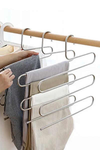 Riddex Metal 5 Katlı Pantolon & Şal Askısı Çoklu Askılık Dekoratif Akıllı Düz...