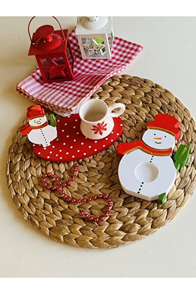 Den Tasarım Hediyelik Sevgililer Günü Özel Kardan Adam Fincan Ve Mum Seti