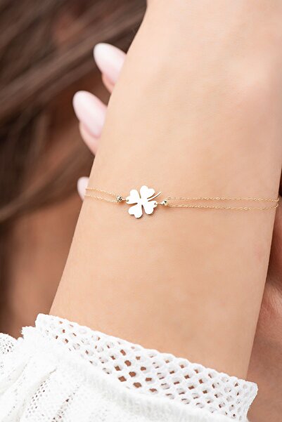 Altınaşkı Çift Zincirli Yonca Altın Bileklik