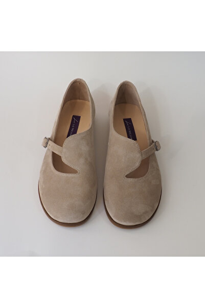 Lo Mejor Shoes TERRA Deri Özel Tasarım Kadın Yazlık Ayakkabı - Renk Bej Süet