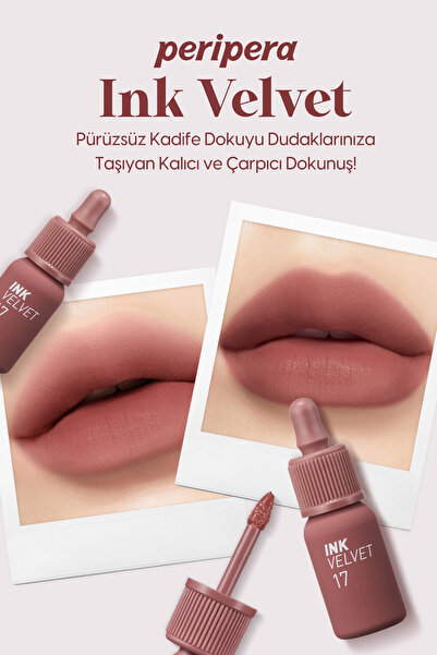 PERIPERA Yüksek Pigmentli, Kadife Görünümlü, Gün Boyu Kalıcı Tint PERIPERA Ink Velvet (17 Rosy Nude)