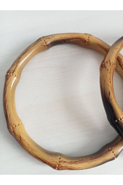 hobi duragı 13 Cm Bambu Görünümlü Yuvarlak Halka Çanta Sapı