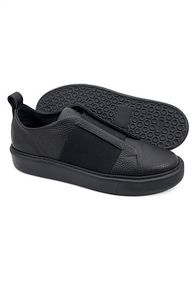 TEZCAN KUNDURA Shadow Black Inside and Outside Genuine Leather Lightweight Eva Black Sole Sports Men's Shoes Sneaker
