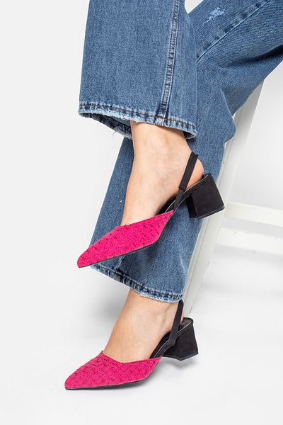 Ömer Ediz Shoes 6 cm Thick Heeled Fabric Detailed Shoes