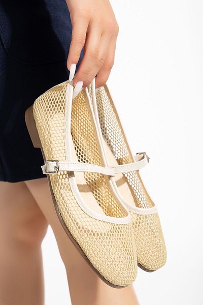 meefshoes Single Strap Women's Ballerina Flats with Buckle Mesh