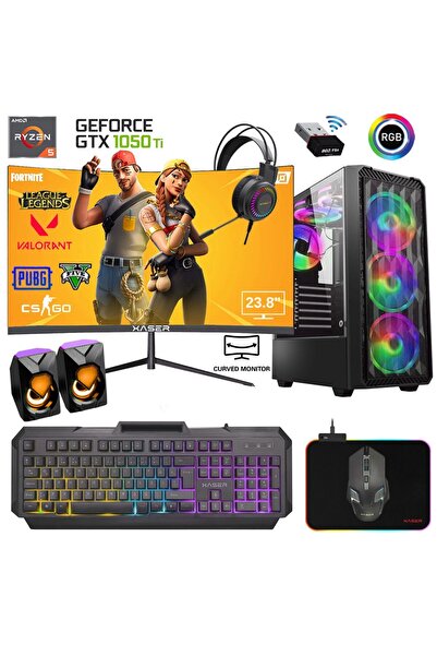 XASER Xsr556 Ryzen 5 5600 16gb Ram 512gb M.2 Nvme Ssd 4gb Gtx1050 Ti 23.8" Cu...