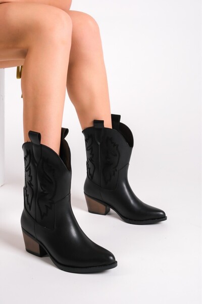 GULT Cizme de cowboy din piele cu toc gros