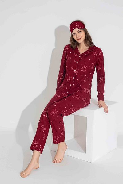 MEBA Set de pijamale de sezon din piele intoarsa cu nasturi in fata pentru femeie mama-fiica (COMBINE YOU DO IT YOURSELF)