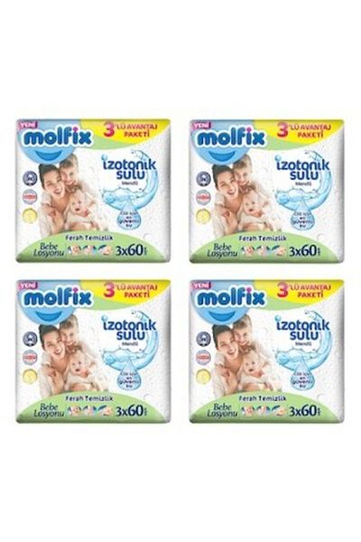 Molfix Isotonic Watery Fresh Cleaning Wet Wipes 3x60 x 4 Pieces