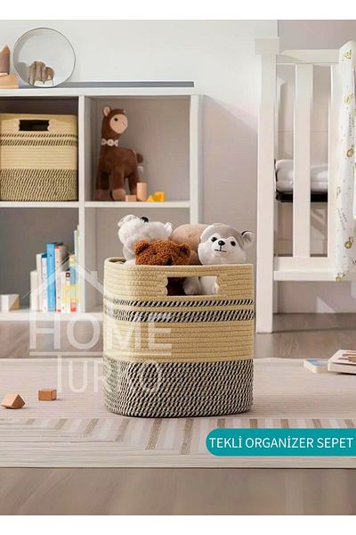 HomeTurko Cute Wicker Square Basket - Single Jute Woven, Home Office Room Dormitory Storage Accessory