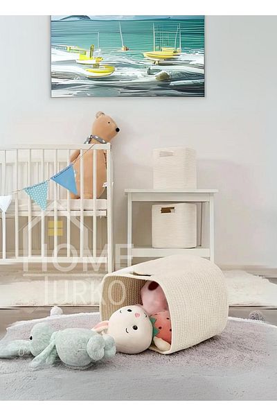 HomeTurko Jute 3-Piece Cute Straw Square Storage Set - for Home, Office, Room and Hotel