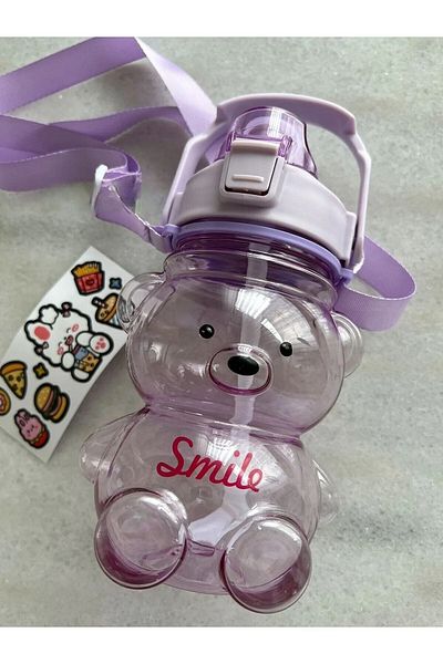 Klein Home Colorful 1000ml Water Bottle with Smile Teddy Bear Water Bottle Tritan Bpa Free Sticker Gift