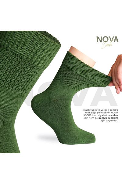 Nova Socks Мъжки 4-части бамбукови чорапи без еластичност и не притискащи диабетици