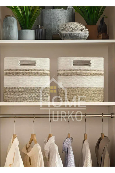 HomeTurko Jüt 3'Lü El Dokuması Sevimli Hasır Kare Sepet Organizer Kutu Ev Ofis Oda Otel Depolama Aksesuarı