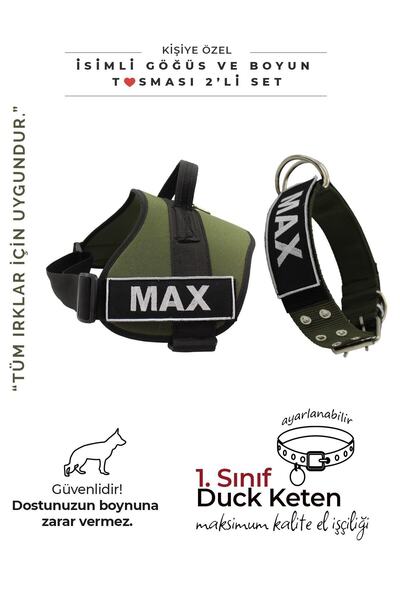 MgTasma Kişiye Özel, Isimli K9 Köpek Tasması, Göğüs Ve Boyun Tasma Seti