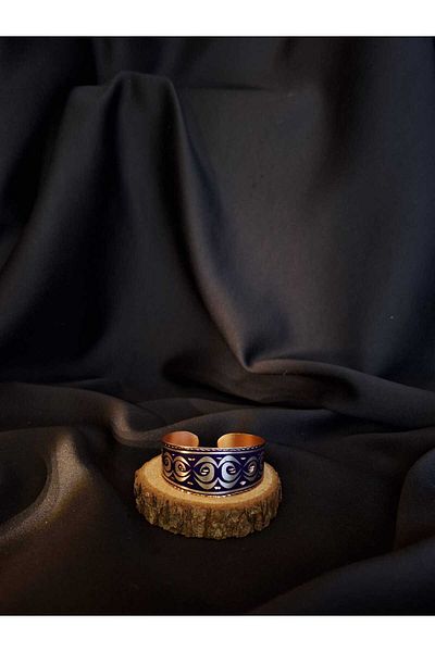 PrestigeSO Copper Bracelet, Floral Bracelet, Purple Copper Bracelet, Flower Inlaid Bracelet