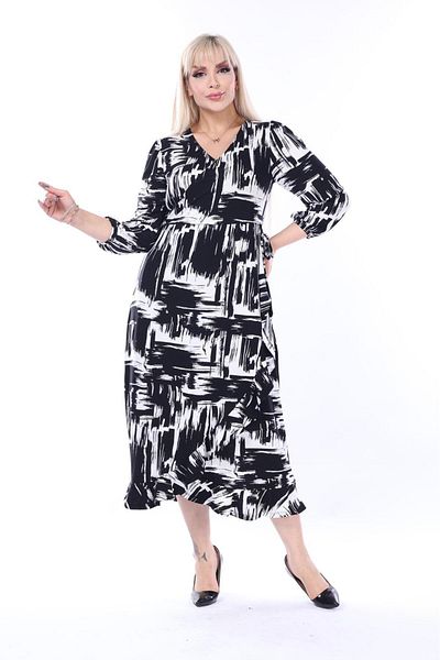 mami butik Γυναικείο φόρεμα βισκόζης από χτενισμένο βαμβακερό βολάν με διπλό γιακά και στρίφωμα
