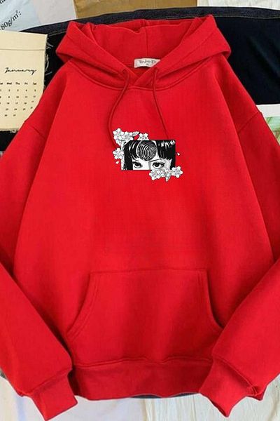 CAST COLLECTİON Uzumaki Anime Printed Red Unisex Sweatshirt