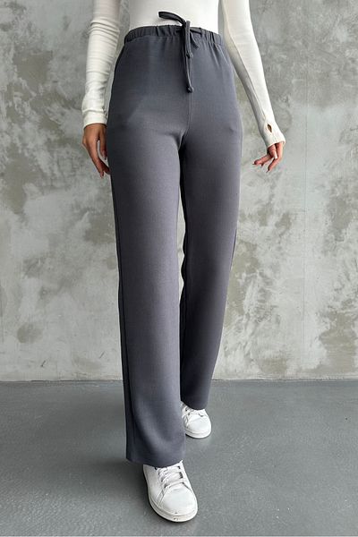 macharel jeans High Waist Pocket Women's Straight Fit Fabric Trousers