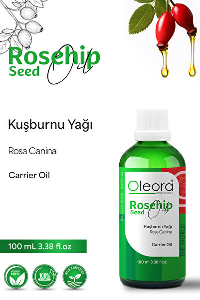Kuşburnu Çekirdeği Yağı, Sabit Yağ, (ROSEHİP SEEDS OİL) Carrier Oil, Pure 100 ml