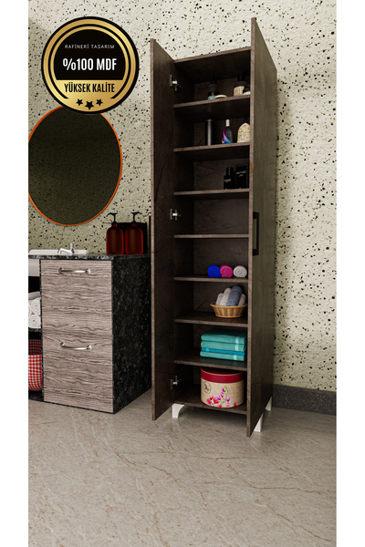 rafineritasarım Long 2 Kapaklı Raflı Çok Amaçlı Dolap Banyo Balkon Kiler Mdf