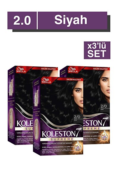 Wella Koleston Supreme Saç Boyası 2/0 Siyah X3' Li Set
