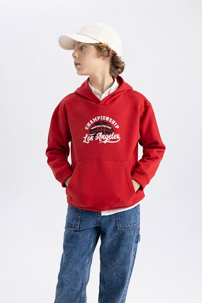DeFacto Bedrucktes Kapuzen-Sweatshirt mit Kängurutasche für Jungen B7821a8ns