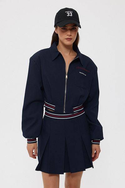 Seda Yalçın Atelier Navy Blue Single Pocket Printed Jacket