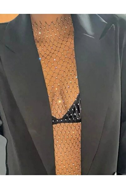 MESHWOMAN Kristal Taşlı File Crop Bluz