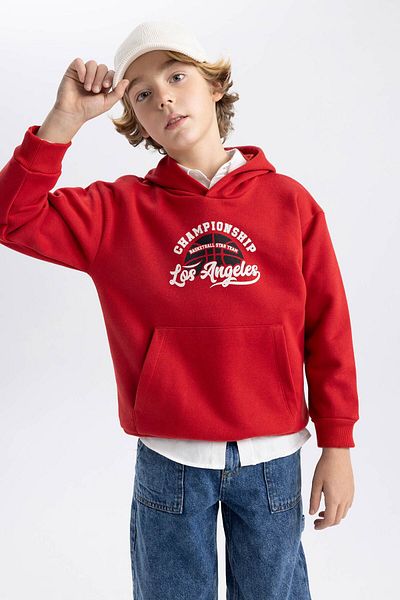 DeFacto Bedrucktes Kapuzen-Sweatshirt mit Kängurutasche für Jungen B7821a8ns