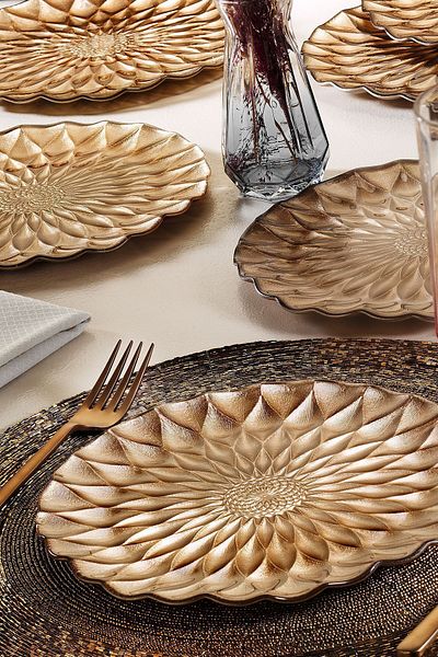 Fecra Elanor Gold 21 Cm Set of 6 Cake Plates