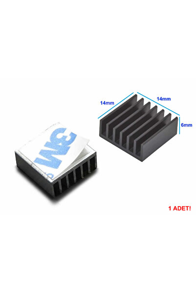 Genel Markalar 14x14x6mm Aluminyum Soğutucu Siyah M3 Yapıştırma Etiketli Rasp...