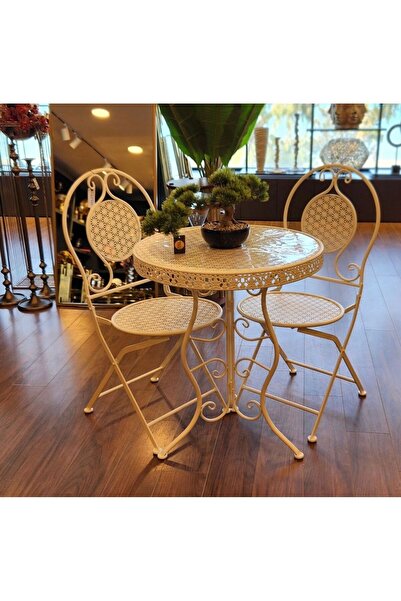 ester Ferforje Metal Masa Sandalye Takımı Masa Ve 2 Sandalye