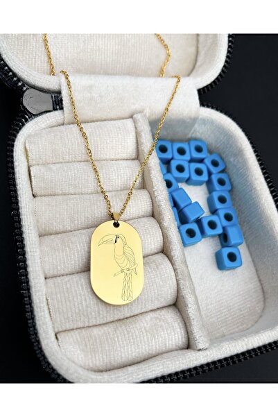 Merve Tukan Kuşu Ve Sayı Sekanslı Çelik Kolye