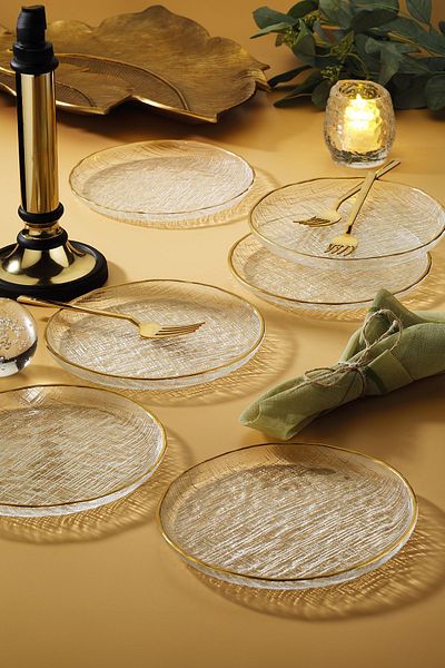 Fecra Chanel 6-Piece Cake Plate Set Gold Mesh 16 Cm