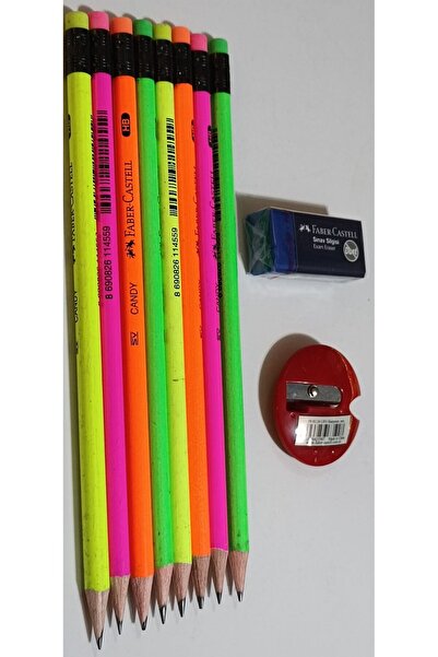 Faber Castell قلم رصاص ومبراة قلم رصاص كاندي - 8 قطع مع ممحاة